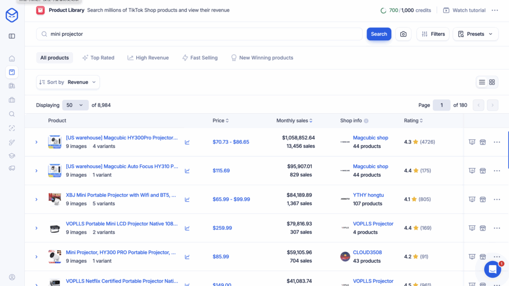 A screenshot of "Product Library" feature in Dropship.io's admin.